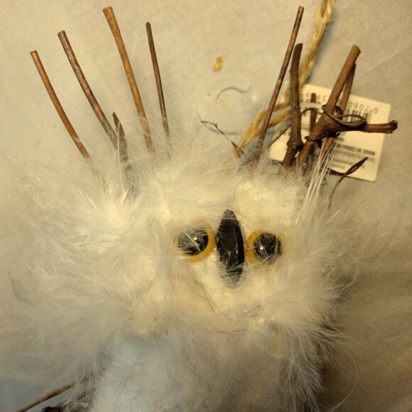 White Owl Ornament Feather Twig Rustic Cottage Cabin Lodge Decor Holiday Time - Picture 4 of 10